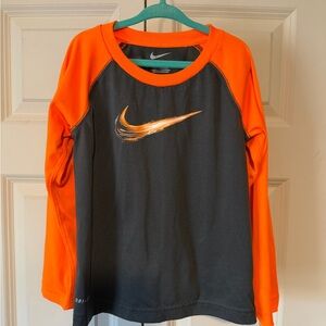 Nike Kids Long Sleeve Shirt in Orange and Black